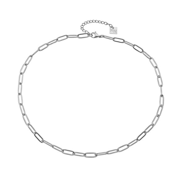 PALERMO Essential Silver Chain Link Paper-Clip Necklace - Picture 1 of 8